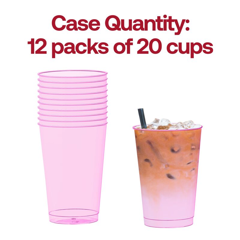 12 oz. Clear Pink Plastic Party Cups (240 Cups) image number 4