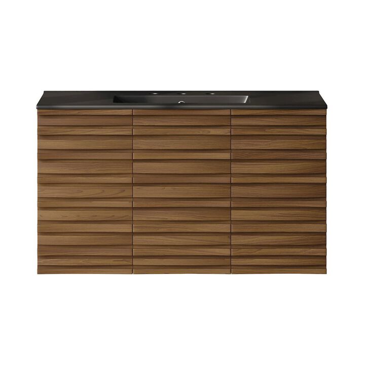 36" Wall-Mounted Bathroom Vanity with 3-Hole Widespread Sink Top