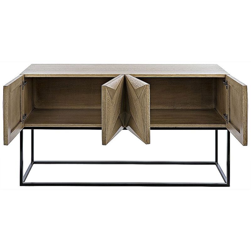 Zurich Console, Bleached Walnut with Steel