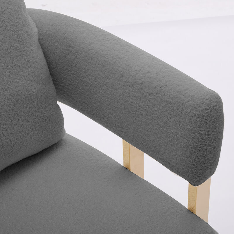 Set of 2 Teddy Fleece Accent Chairs with Gold Metal Legs for Living Room image number 7