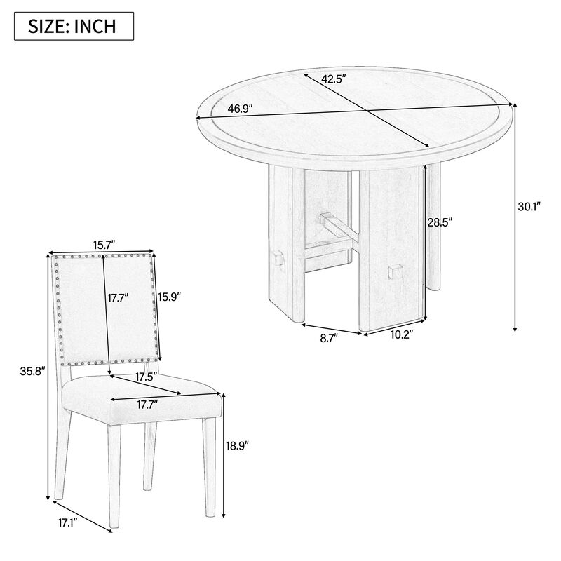 Merax 5-Piece Round Dining Table Set for 4