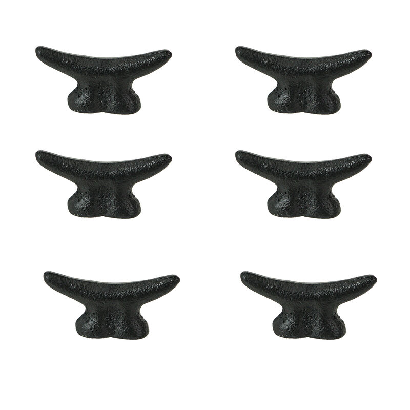 Set of 6 Matte Black Cast Iron Boat Cleat Drawer Pulls - 2.5 Inches Long, Decorative Nautical Cabinet Knobs for A Stylish Coastal Accent to Your Home Decor image number 2