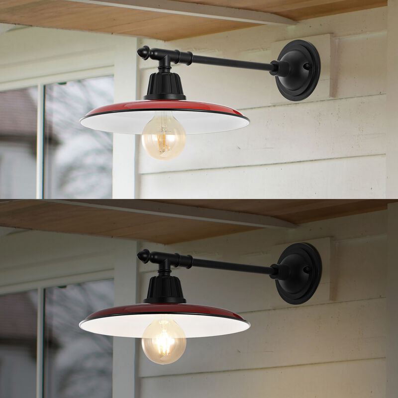 Bonner Farmhouse Industrial Indoor/Outdoor Iron LED Victorian Arm Outdoor Sconce