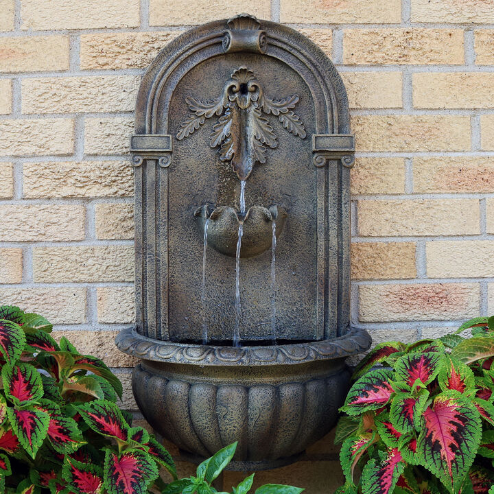 Sunnydaze Florence Outdoor Solar Wall Fountain with Battery - Florentine