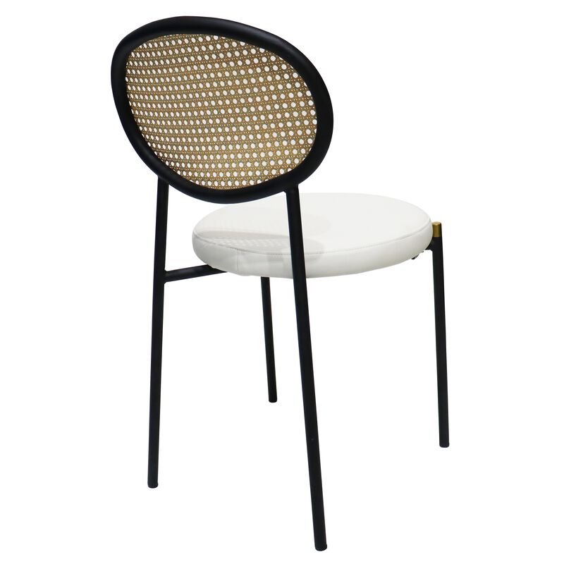 LeisureMod Euston Modern Dining Chair with Wicker Back and Leather Seat, Indoor Kitchen, Dining Room, Home, Contemporary Side Chair Seating, Set of 2