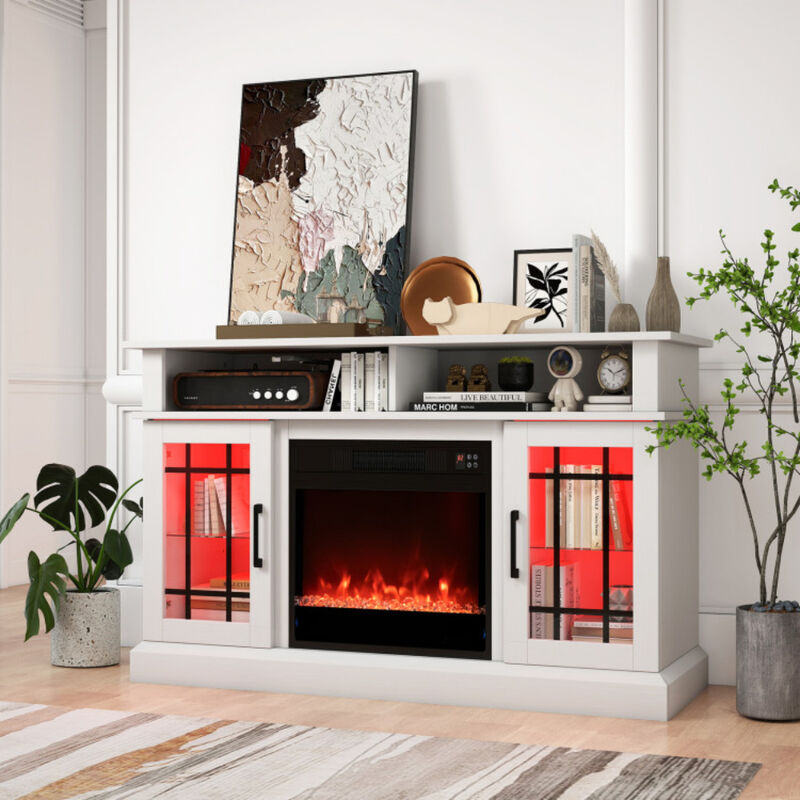 Fireplace TV Console with Remote & LED Mood Lighting &ndash; Media Cabinet for TVs Up to [40 inches]"