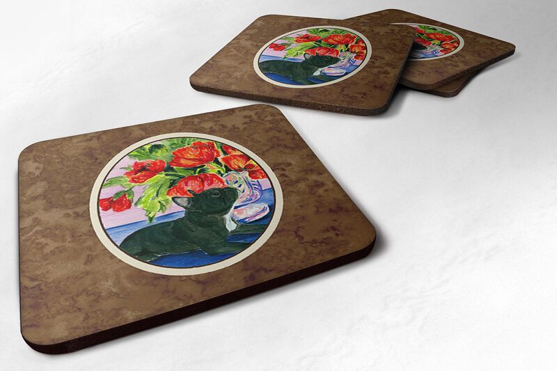 Caroline's Treasures SS8308FC French Bulldog Foam Coasters (Set of 4), 3.5 H x 3.5 W, Multicolor image number 0