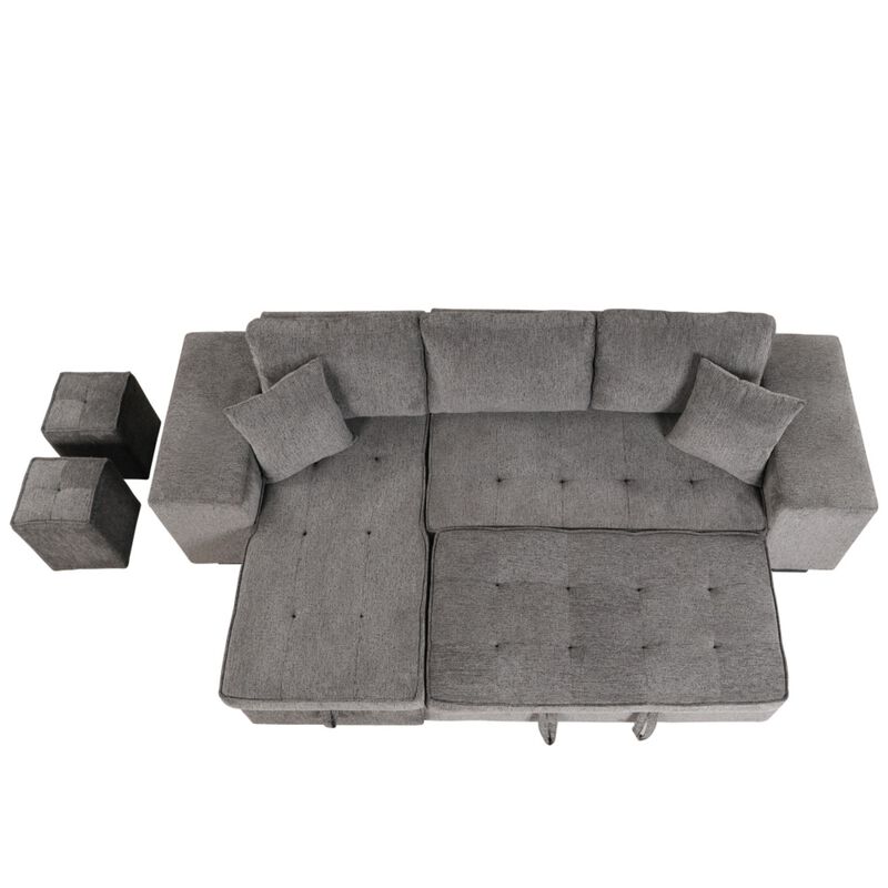 Titkos Linen L‑Shape Reversible Sectional Sleeper Sofa image number 6