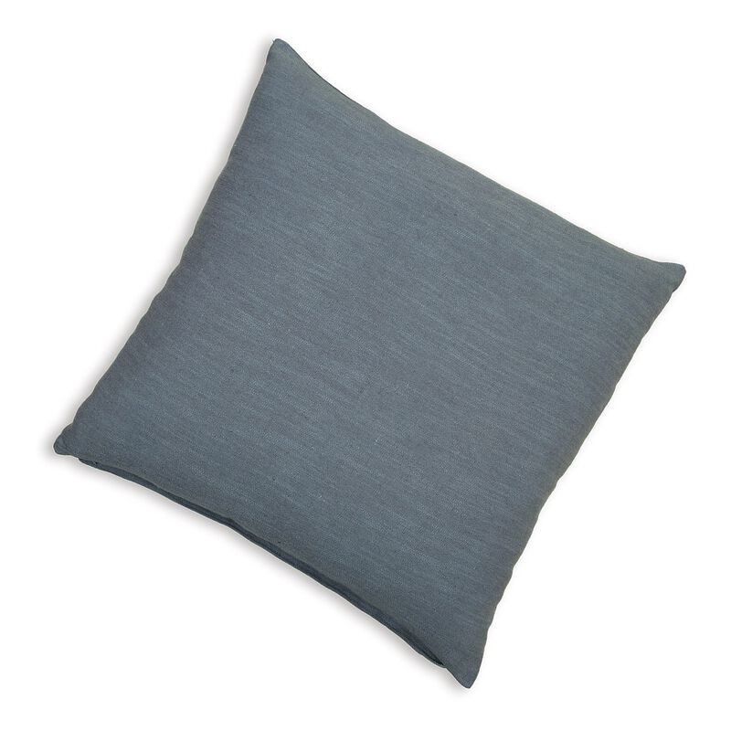 Ina 22 Inch Accent Throw Pillow Set of 4, Square, Classic Blue Cotton Linen - Benzara