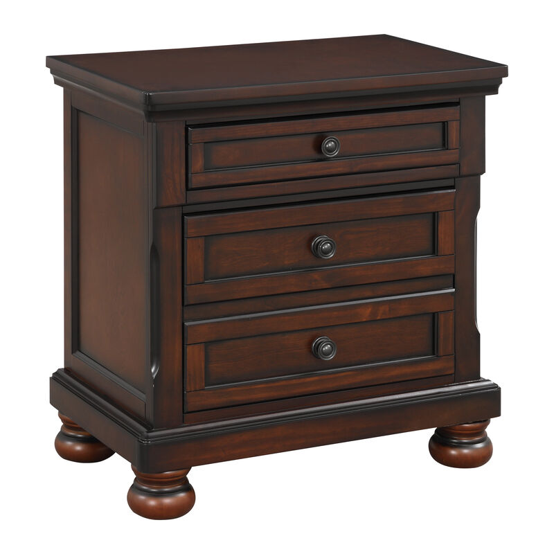 Streamdale Classic Nightstand, Brown Finish, Birch Veneer