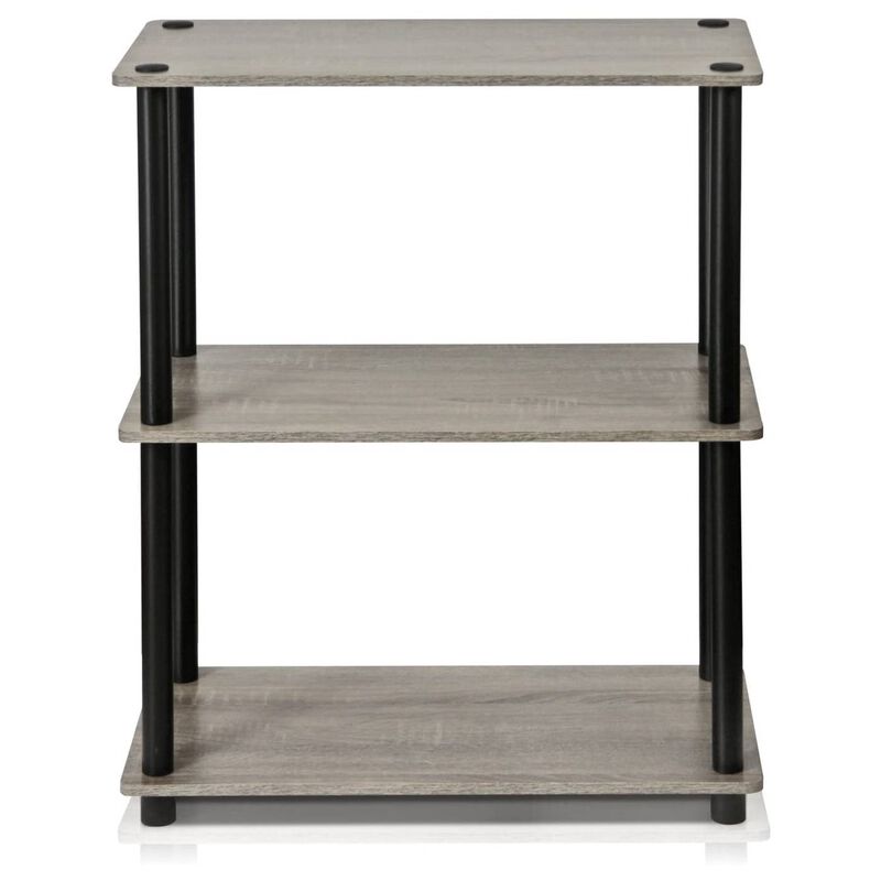 Hivvago Gray Oak and Black Finish 3-Tier Bookcase