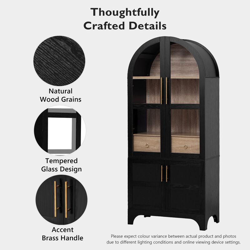 Merax Arched Kitchen Pantry Cabinet with Door Shelves image number 4
