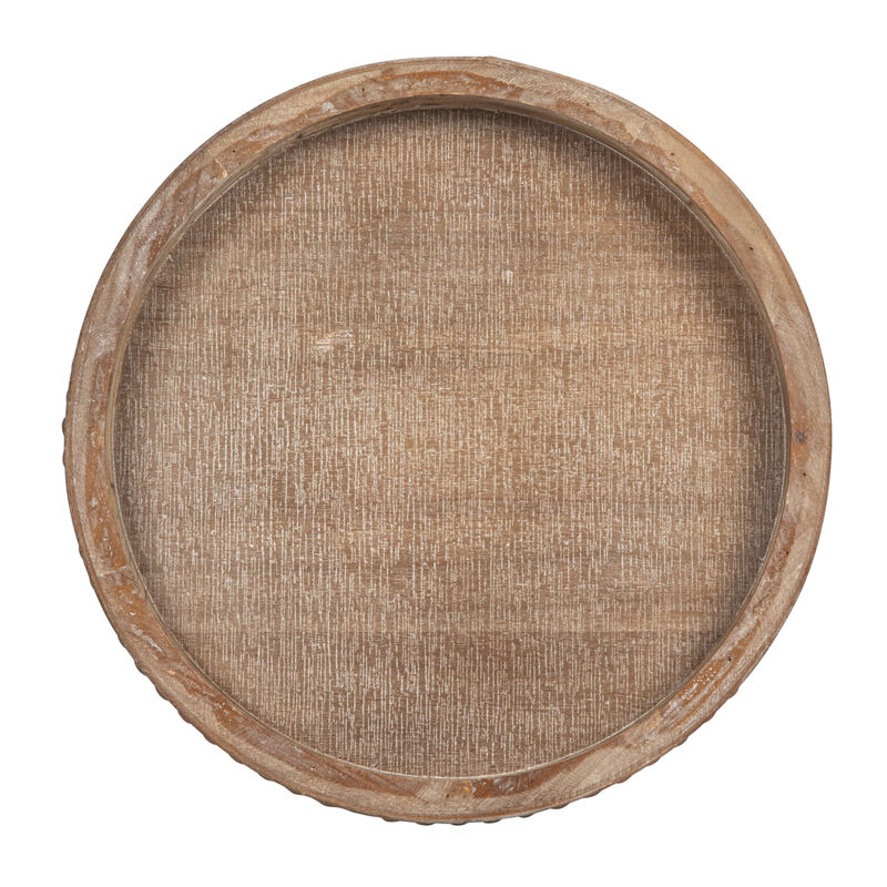 Round Decorative Wood Tray, Whitewashed image number 4