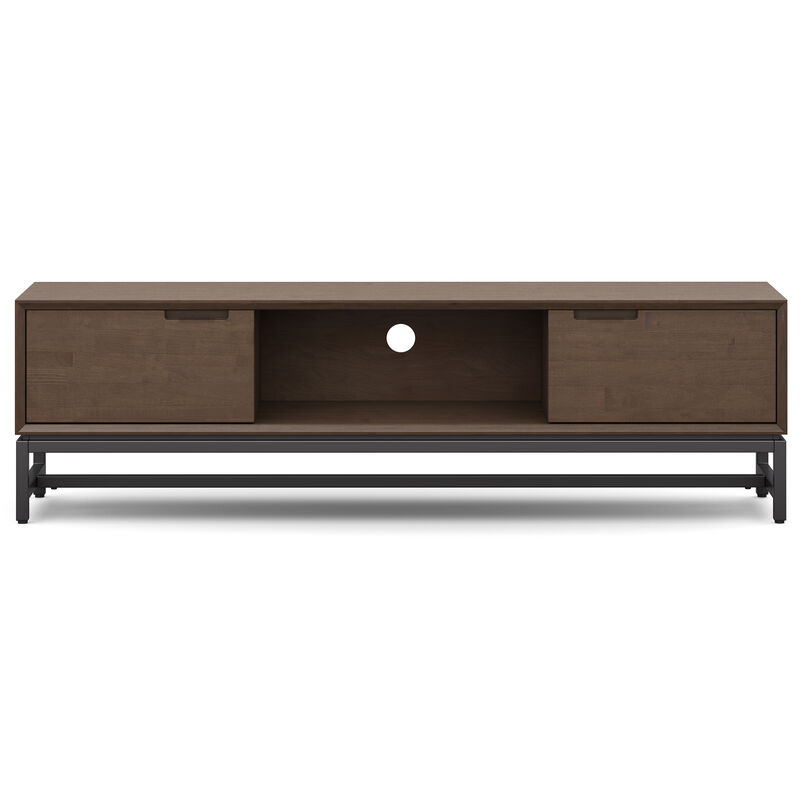 Banting SOLID HARDWOOD 72 inch Wide Modern Industrial TV Media Stand in Walnut Brown For TVs up to 80 inches
