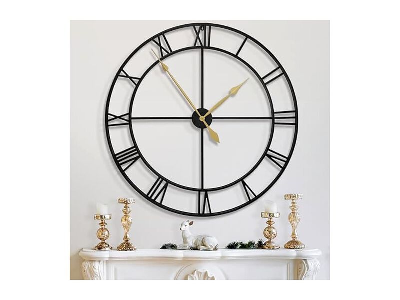 Oversize Rustic Nearly Black Metal Wall Clock 40 Inch Silent Battery Operated image number 0