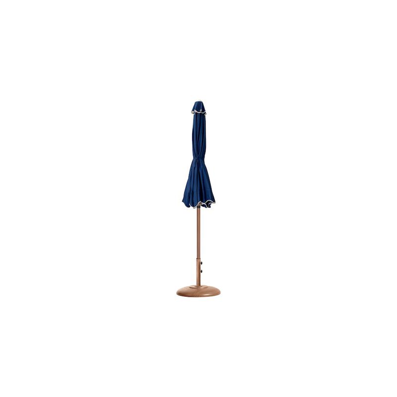 Meridian Furniture Amalfi Navy With Cream Piping / Teak Metal Patio Umbrella with Base Sets