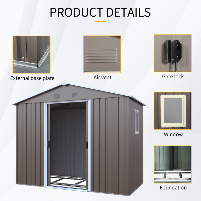 8ft x 4ft Outdoor Metal Storage Shed With window and metal foundation image number 4