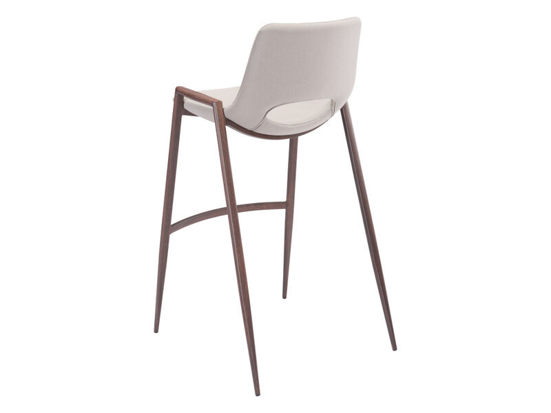 Desi Barstool (Set of 2) Beige & Walnut