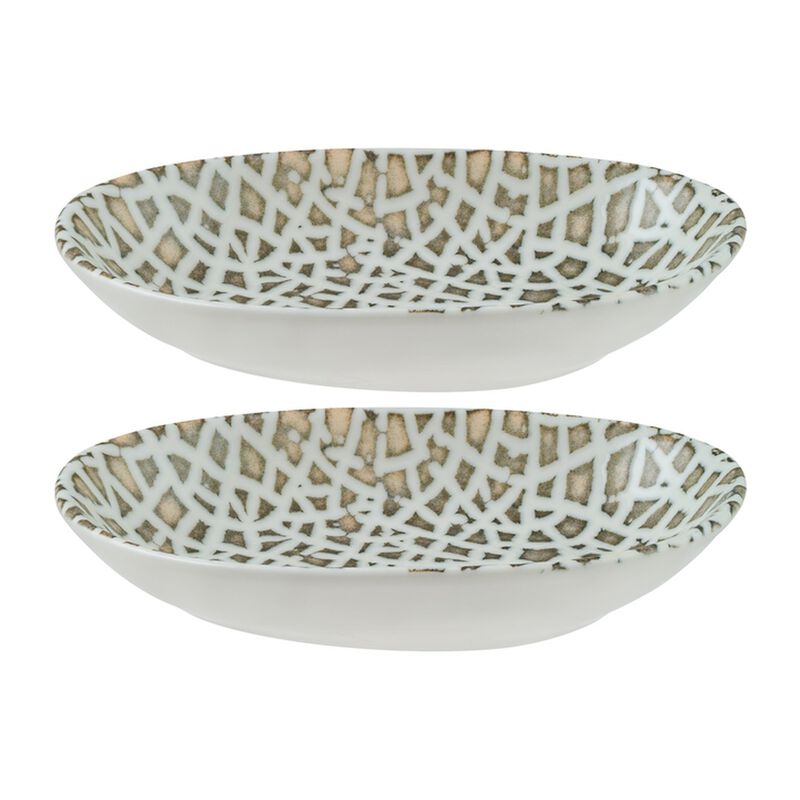 Lapya Wood 6" x 4" x h:1" Organic Decorated Porcelain Platter (Set of 2)