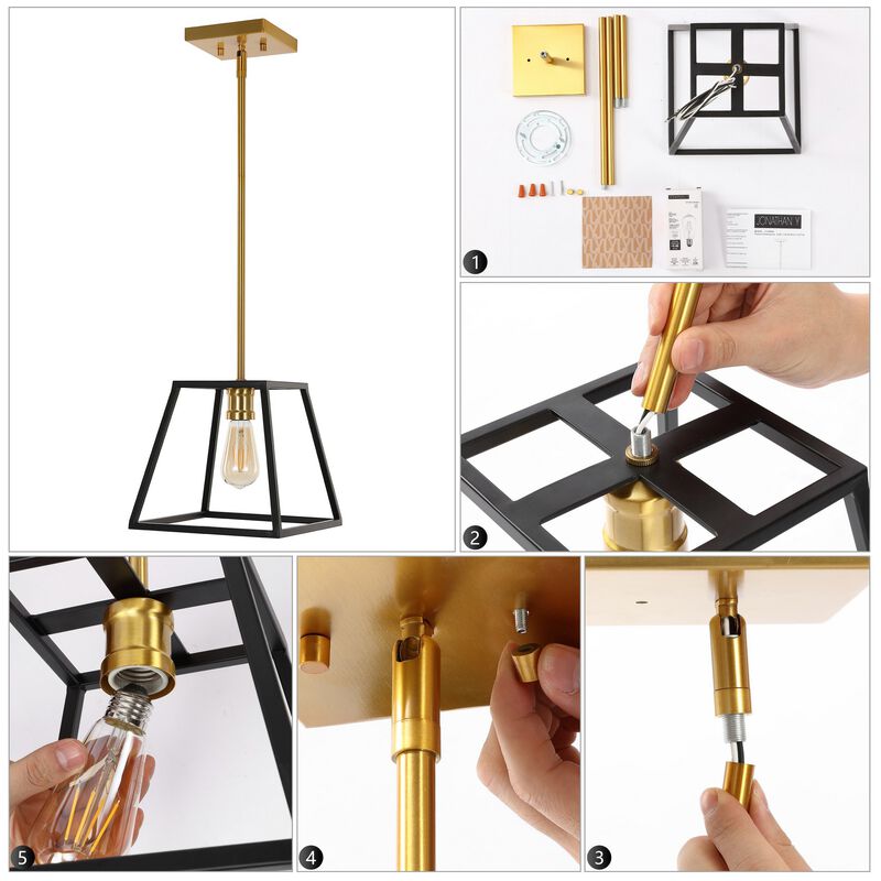 Girard 1-Light Farmhouse Industrial Iron LED Pendant