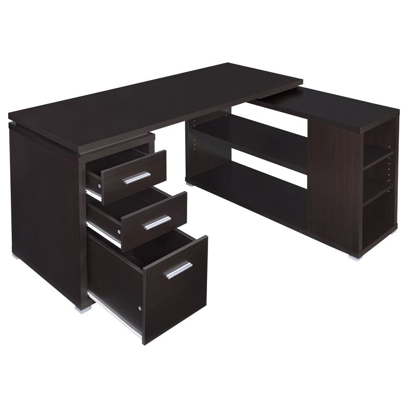 Contemporary Style Wooden Office Desk, Brown image number 3