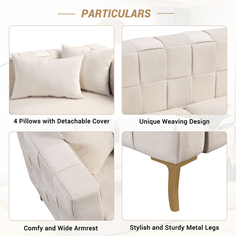 Merax Modern Sofa with Golden Metal Legs