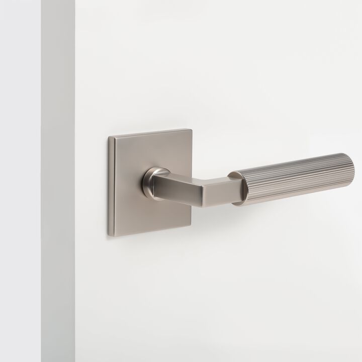 Mila Modern Linear Double Dummy Interior Door Handle with Square Rosette and Concealed Screws
