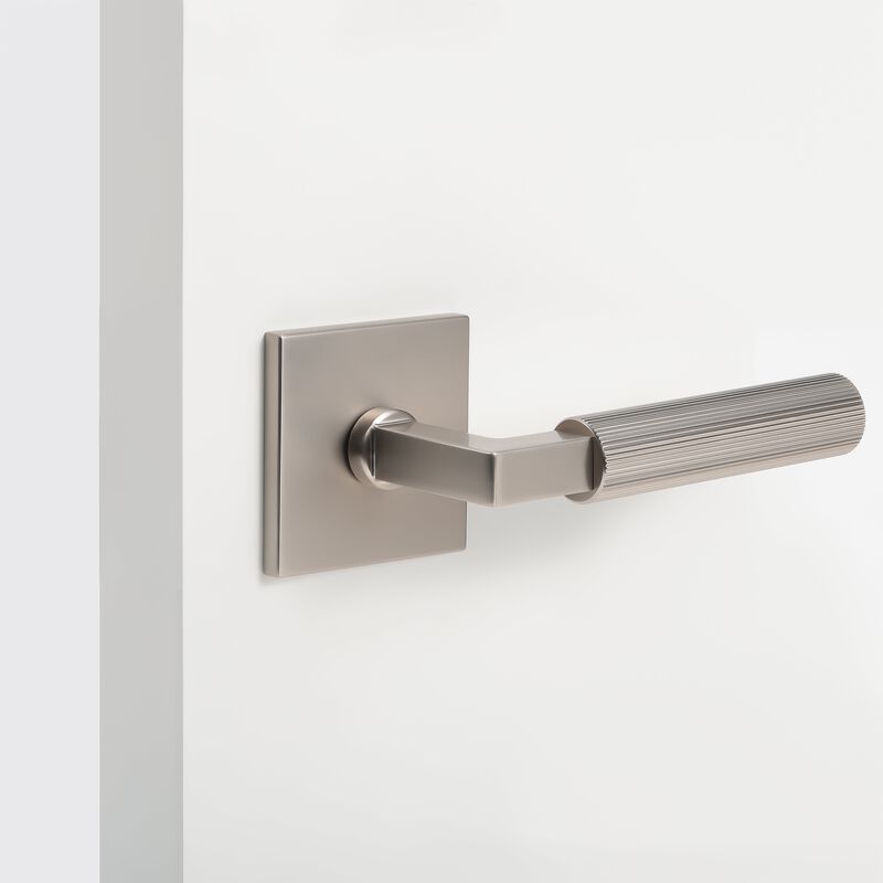 Mila Modern Linear Double Dummy Interior Door Handle with Square Rosette and Concealed Screws image number 0