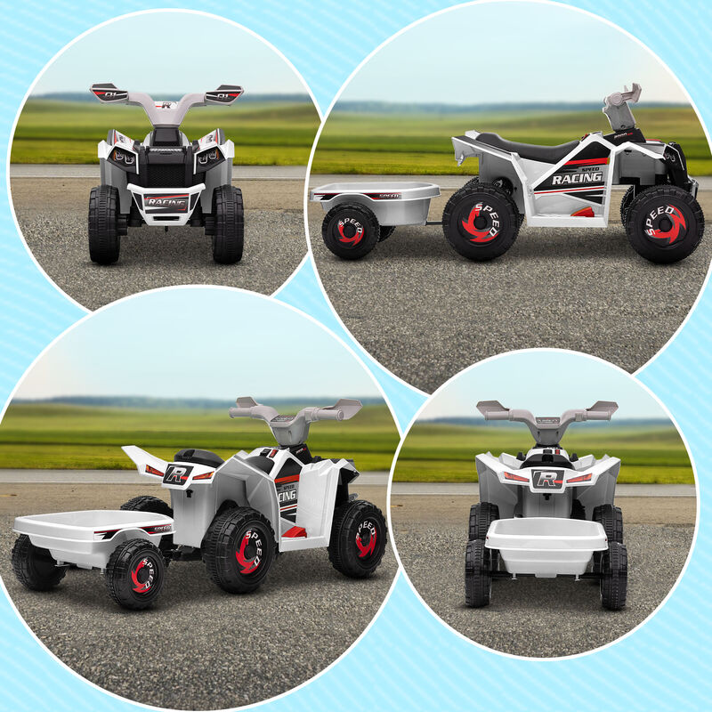 BreeBe 6V Electric Toy Car with Back Trailer, Forward Backward, Wear-Resistant Wheels image number 7