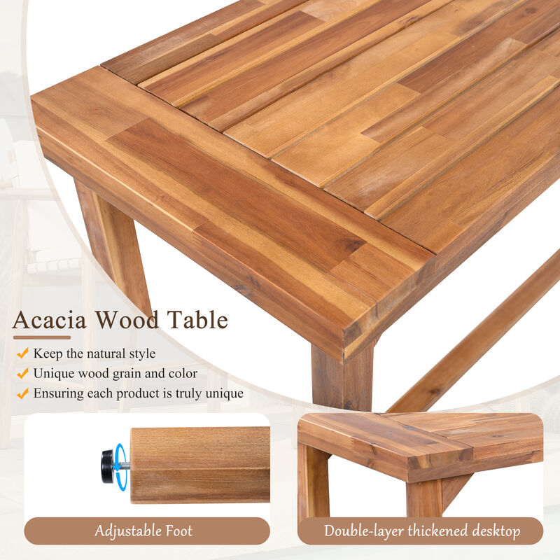 Whisen 3 - Piece Acacia Wood Outdoor Bar Set with Cushions, Patio High - Top Table & 2 Stools for Backyard, Poolside, Balcony image number 3