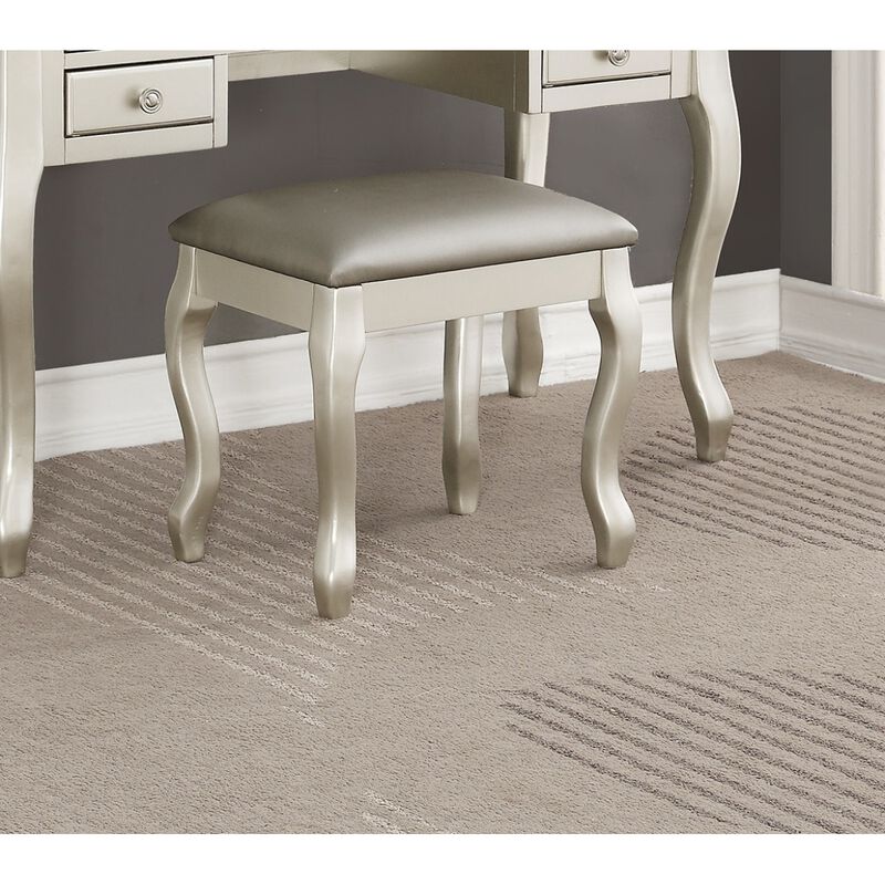 Silver Vanity Set with Unique Legs and Cushion Seat