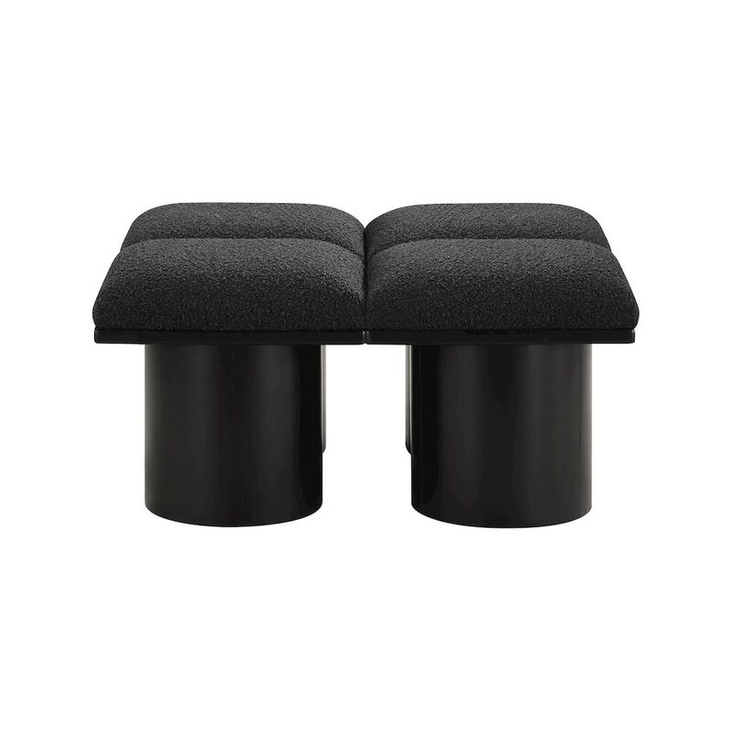 Meridian Furniture Pavilion Black Boucle Fabric Bench