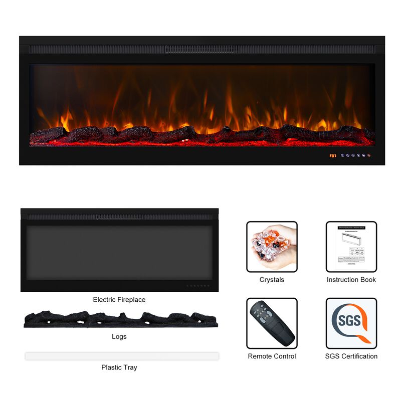 42 Inch Linear Electric Fireplace with Remote Controlled image number 7