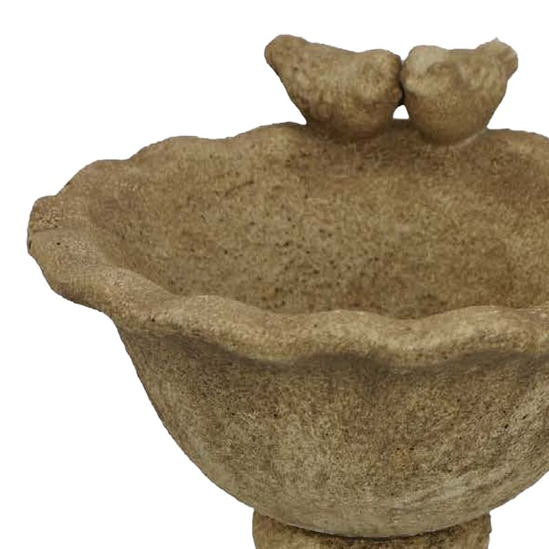 Ivina Bird Bath Feeder, Brown Terracotta, Cute Decorative, 12 Inch - Benzara