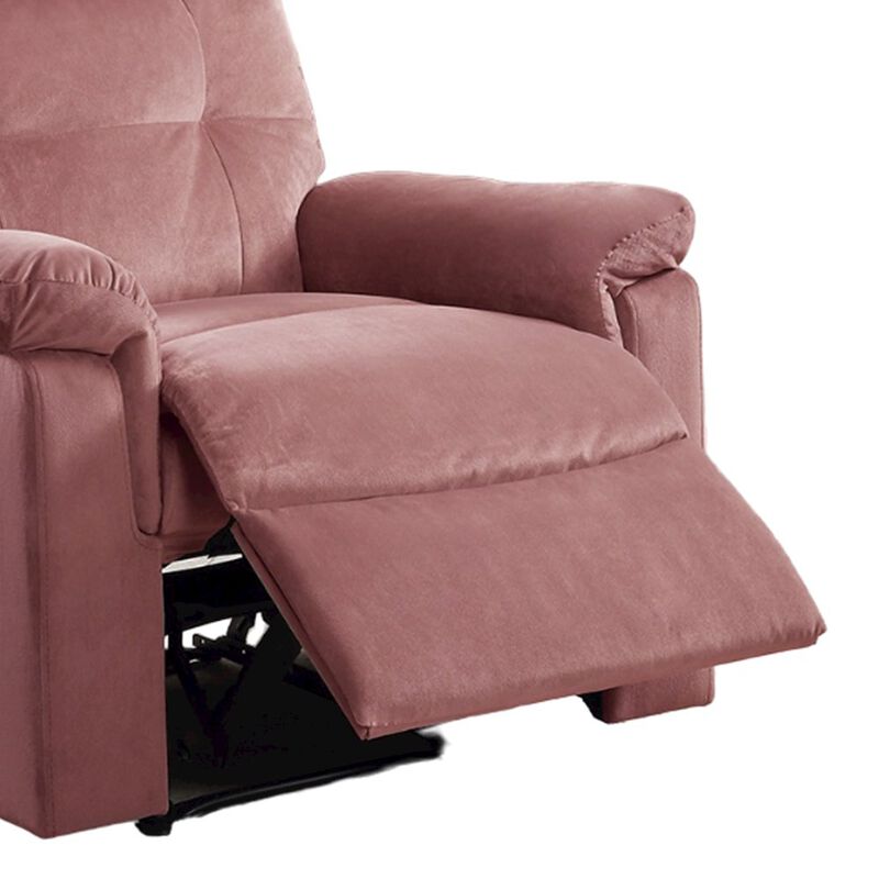 Simple Relax Velvet Upholstered Manual Motion Single Recliner with Tufted Back in Blush Pink image number 2