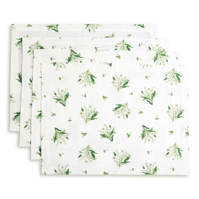 Solino Home 100% Pure Linen Placemats 14 x 19 Inch Set of 4 - Lily of the Valley