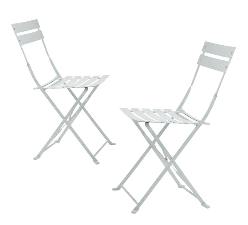 HomeRoots Set of Two White Aluminum Outdoor Folding Dining Chairs
