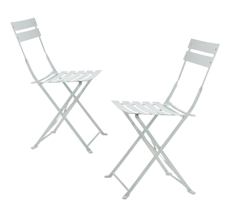 HomeRoots Set of Two White Aluminum Outdoor Folding Dining Chairs image number 0