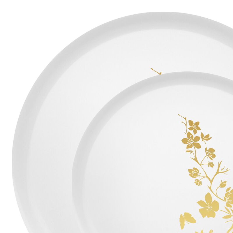 White with Gold Floral Plastic Dinnerware Value Set (120 Sets) image number 9