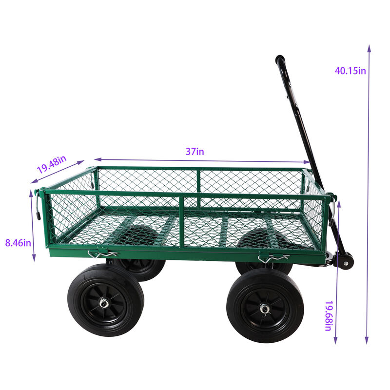 Solid Wheel Tools Cart Wagon, Garden Cart for Effortless Firewood and Heavy Duty Transport