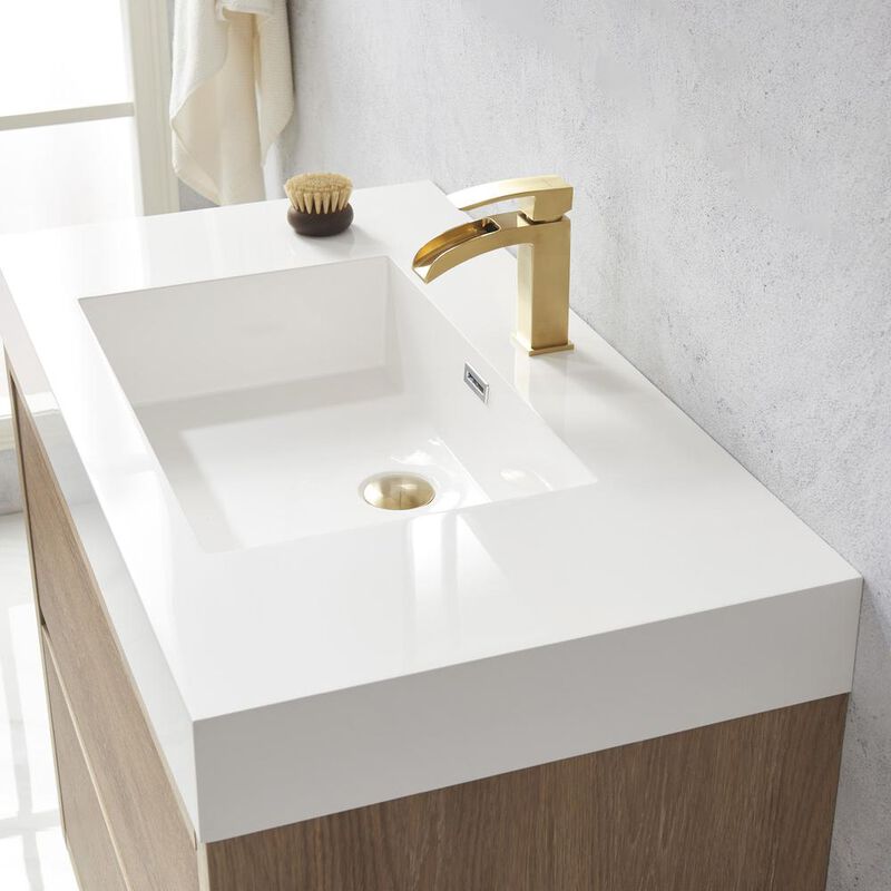 Vinnova Design Single Sink Bath Vanity with White Composite Integral Square Sink Top