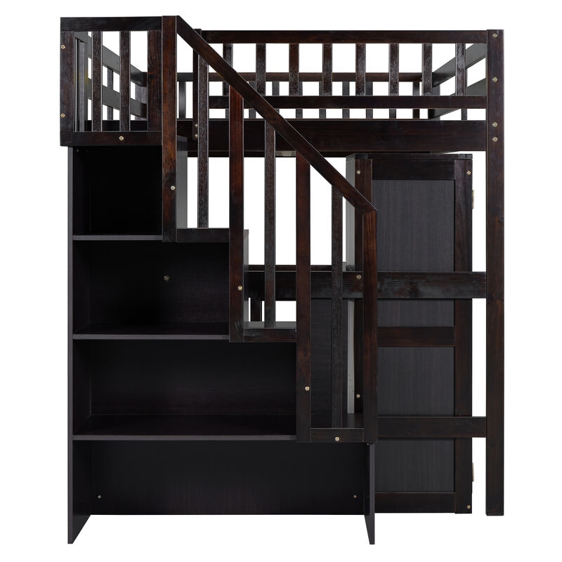 Merax Loft Bed with Desk and Wardrobe
