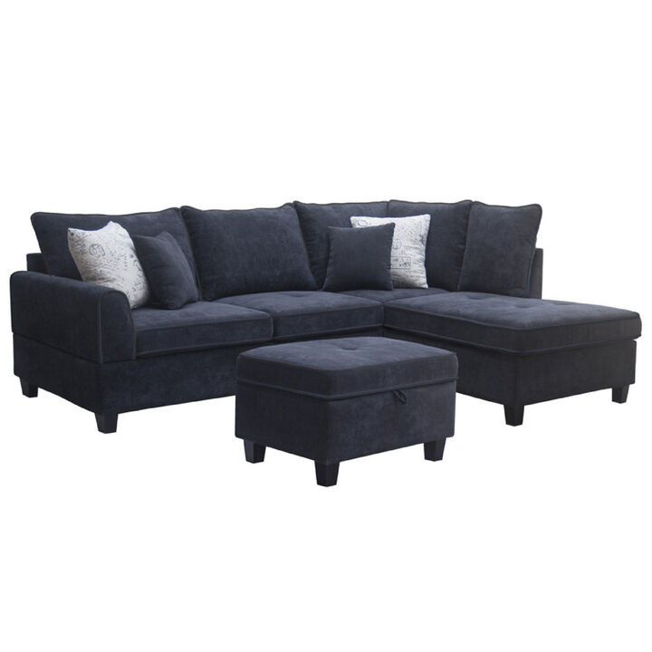 Kyna Sectional Sofa, 4 Pillows, Left Chaise, Storage Ottoman