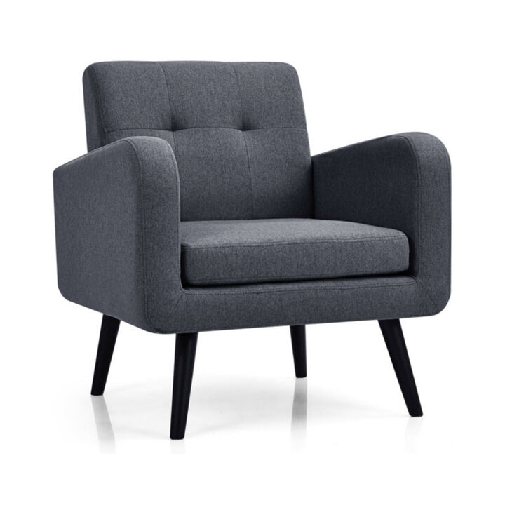 Modern Upholstered Comfy Accent Chair Single Sofa with Rubber Wood Legs