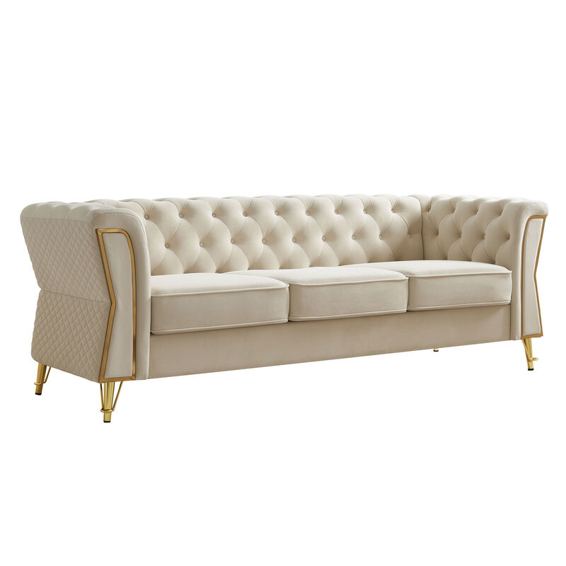 Marpwo Tufted Velvet Sofa image number 1