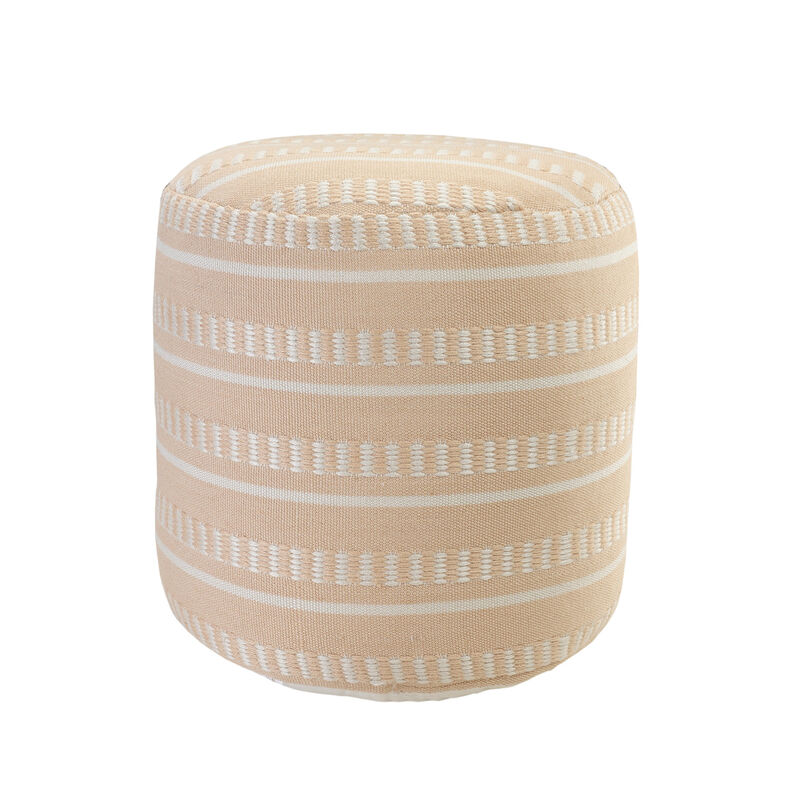 Polyester Round Striped Indoor Outdoor Pouf Ottoman