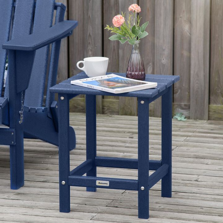 Patio Side Table, 18" Square Outdoor End Table, HDPE Plastic Tea Table for Adirondack Chair, Backyard or Lawn, Blue