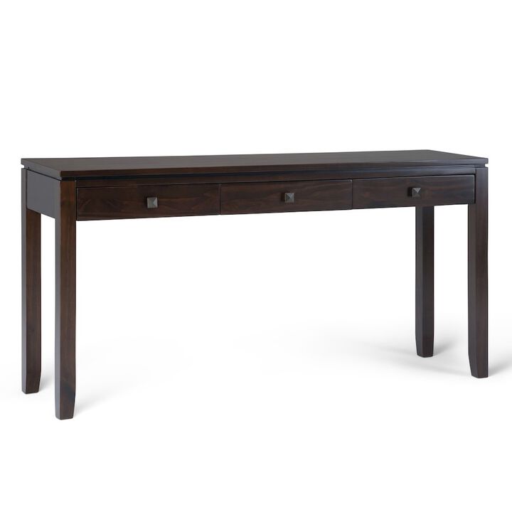 Simpli Home Cosmopolitan Solid Wood Wide Console Sofa Table In Mahogany Brown