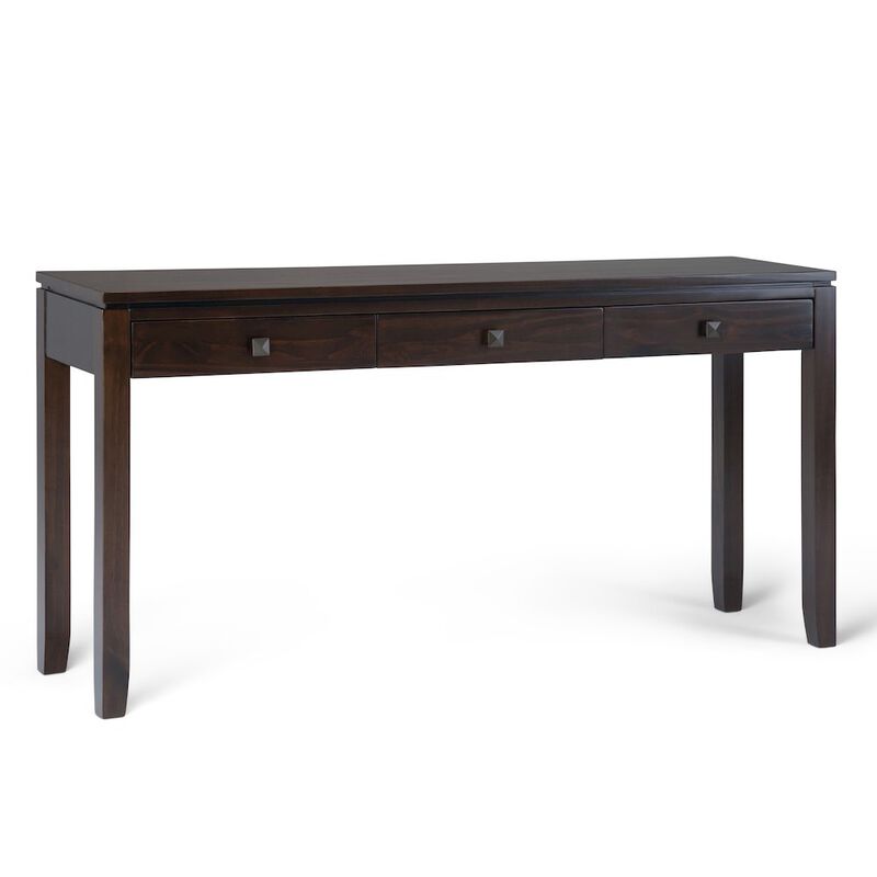 Simpli Home Cosmopolitan Solid Wood Wide Console Sofa Table In Mahogany Brown