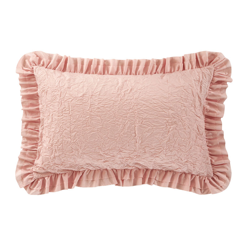 Chic Home Kensley Comforter Set Washed Crinkle Ruffled Flange Border Design Bedding Blush, Twin image number 6